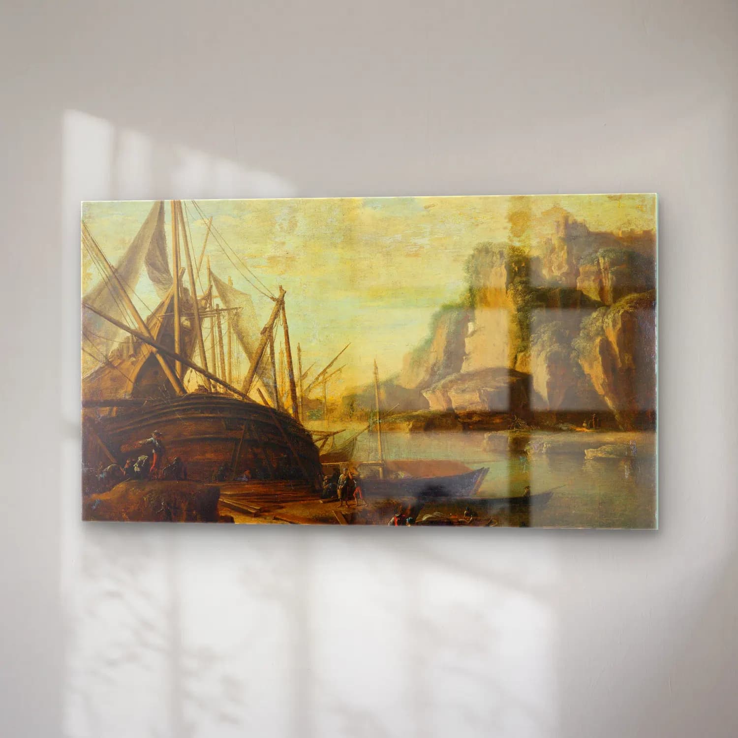 Salvator Rosa – A Mediterranean coastal landscape with a ship cam tablo — sağ açıdan görünüm