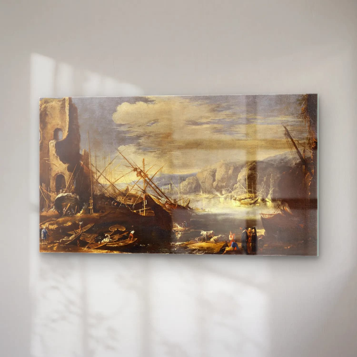 Salvator Rosa – A coastal landscape with shipwrecks and ruins cam tablo — sağ açıdan görünüm
