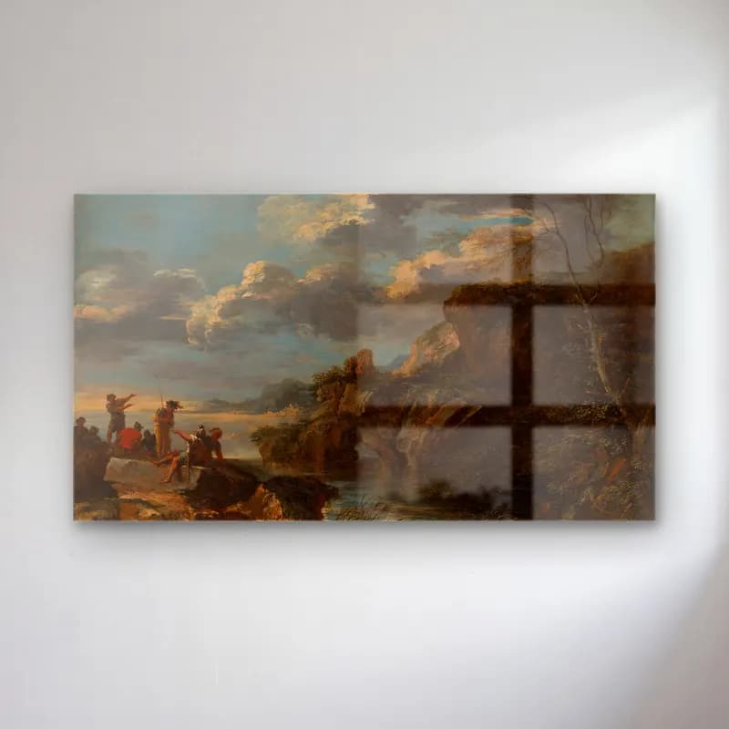 Salvator Rosa – Bandits on a Rocky Coast cam tablo — Salvator Rosa – Bandits on a Rocky Coast — yağlı boya mitolojik sahne