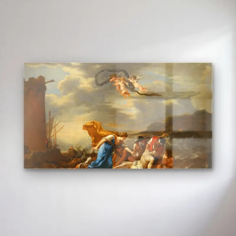 Salvator Rosa – Hero And Leander cam tablo — Salvator Rosa – Hero And Leander — yağlı boya mitolojik sahne