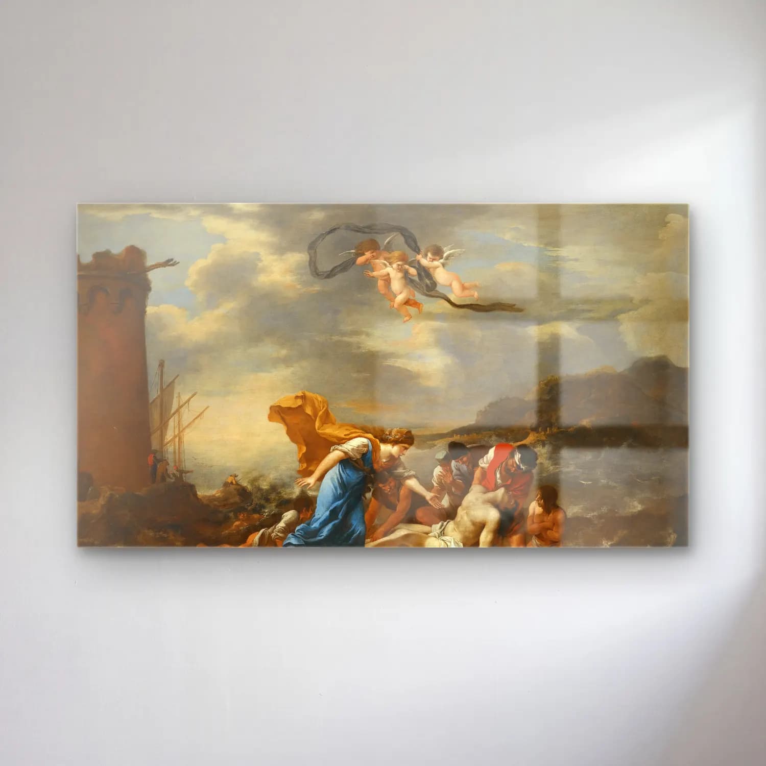 Salvator Rosa – Hero And Leander cam tablo — Salvator Rosa – Hero And Leander — yağlı boya mitolojik sahne
