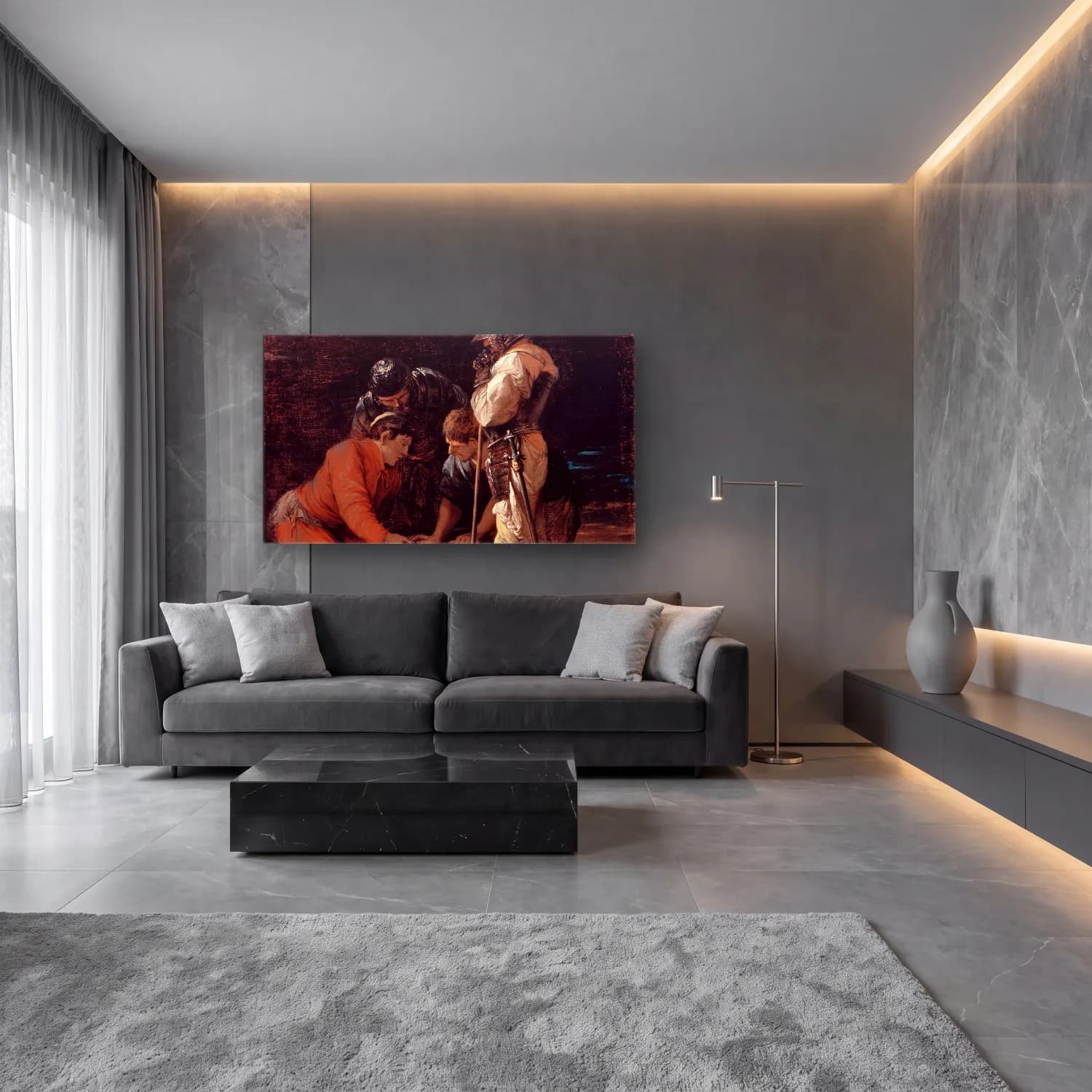 Salvator Rosa – Soldiers Gambling cam tablo — lüks salon duvarında