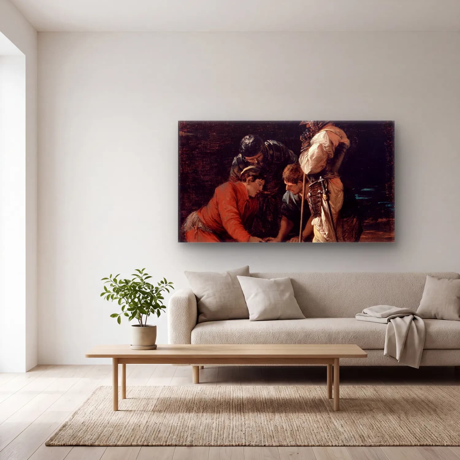 Salvator Rosa – Soldiers Gambling cam tablo — açık renk salonda