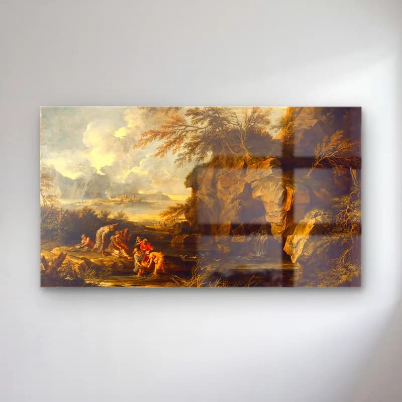 Salvator Rosa – The Finding of Moses (ca. between 1660 and 1665) cam tablo — Salvator Rosa – The Finding of Moses (ca. between 1660 and 1665) — yağlı boya mitolojik sahne