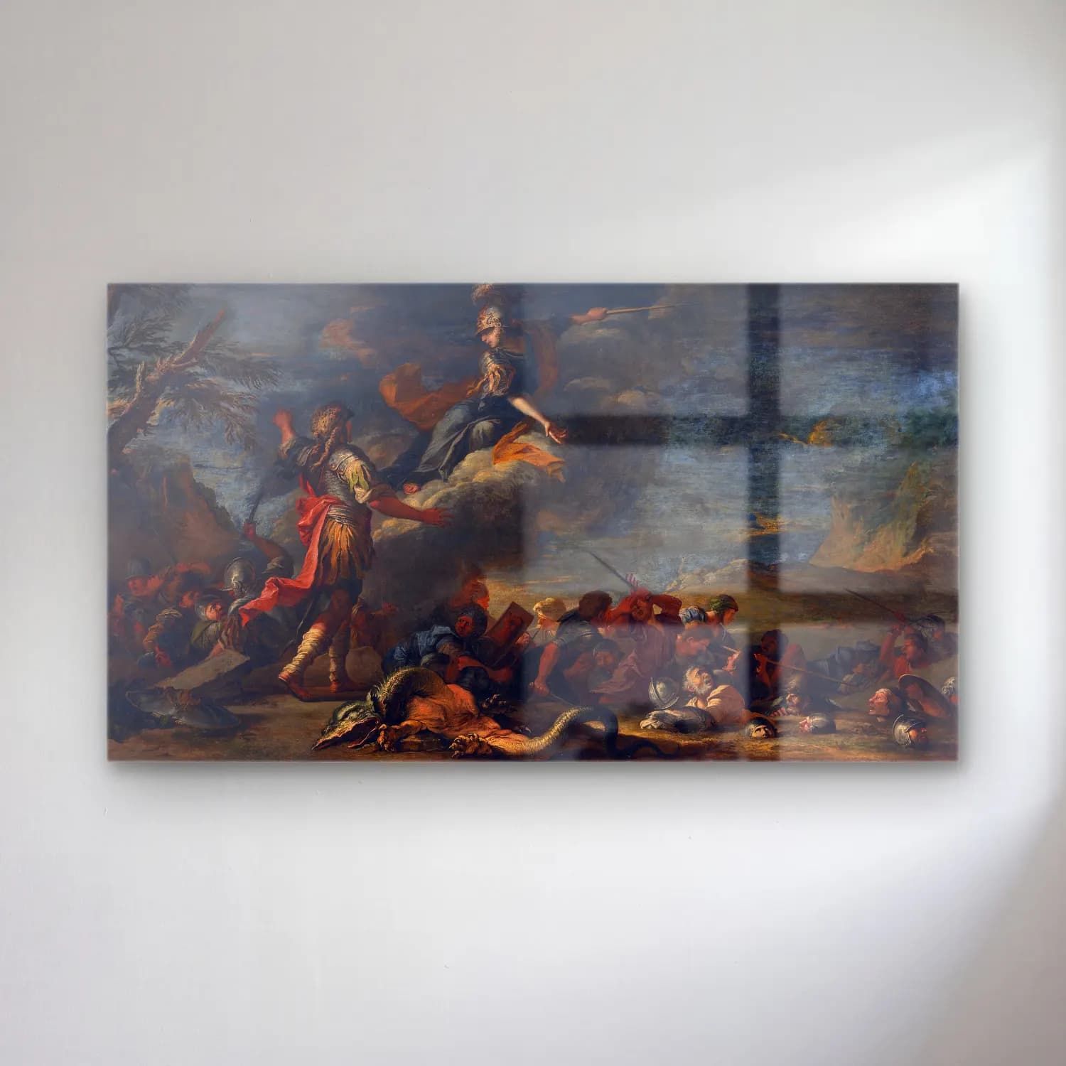 Salvator Rosa – The Founding of Thebes cam tablo — Salvator Rosa – The Founding of Thebes — yağlı boya savaş sahnesi