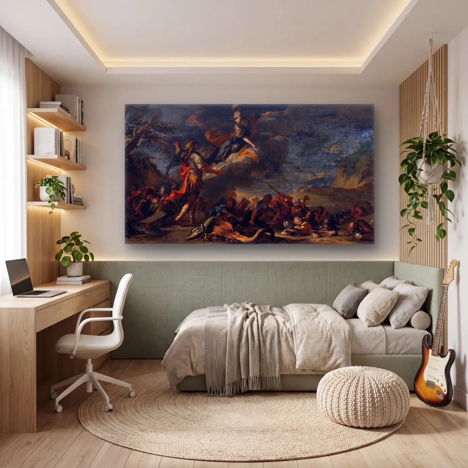 Salvator Rosa – The Founding of Thebes cam tablo — genç odasında