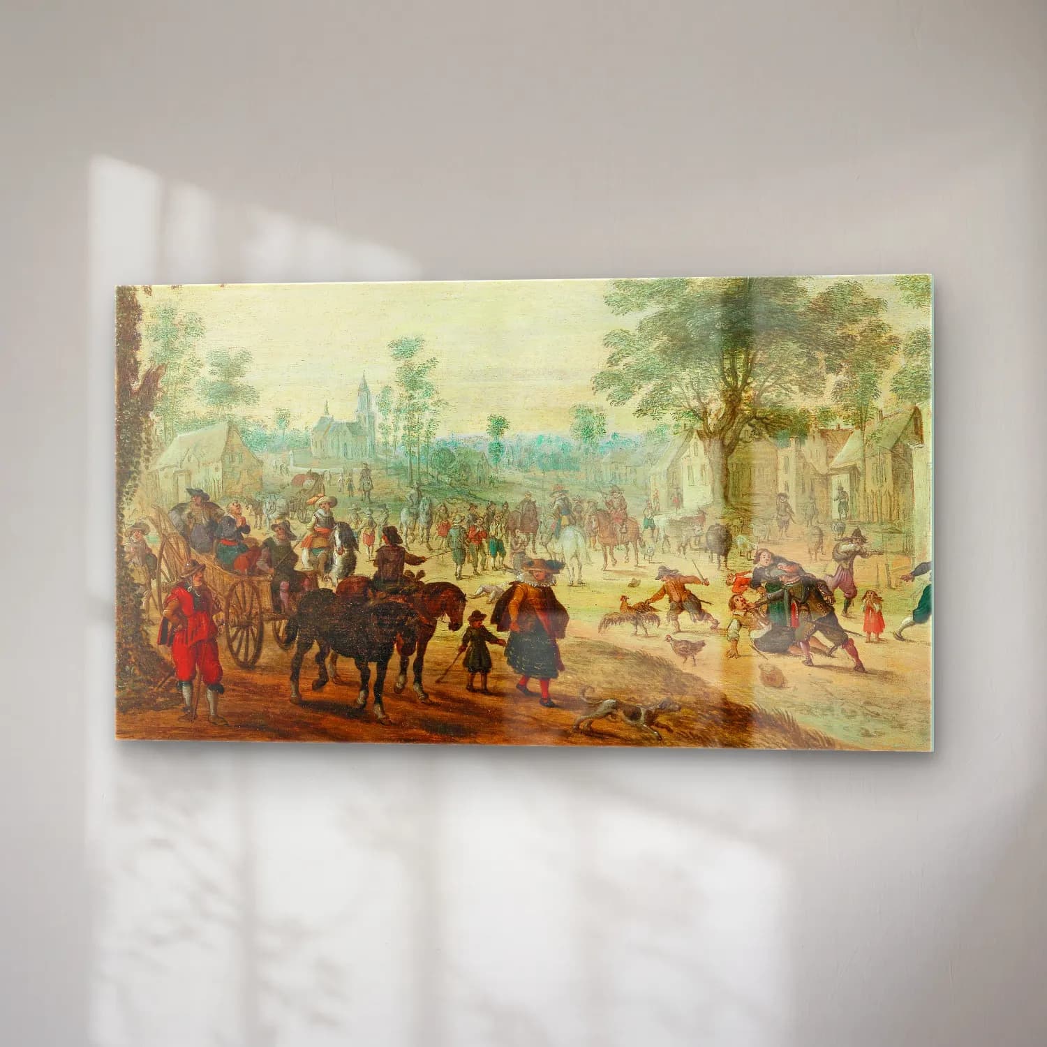 Sebastian Vrancx – A village with numerous figures on a road cam tablo — sağ açıdan görünüm