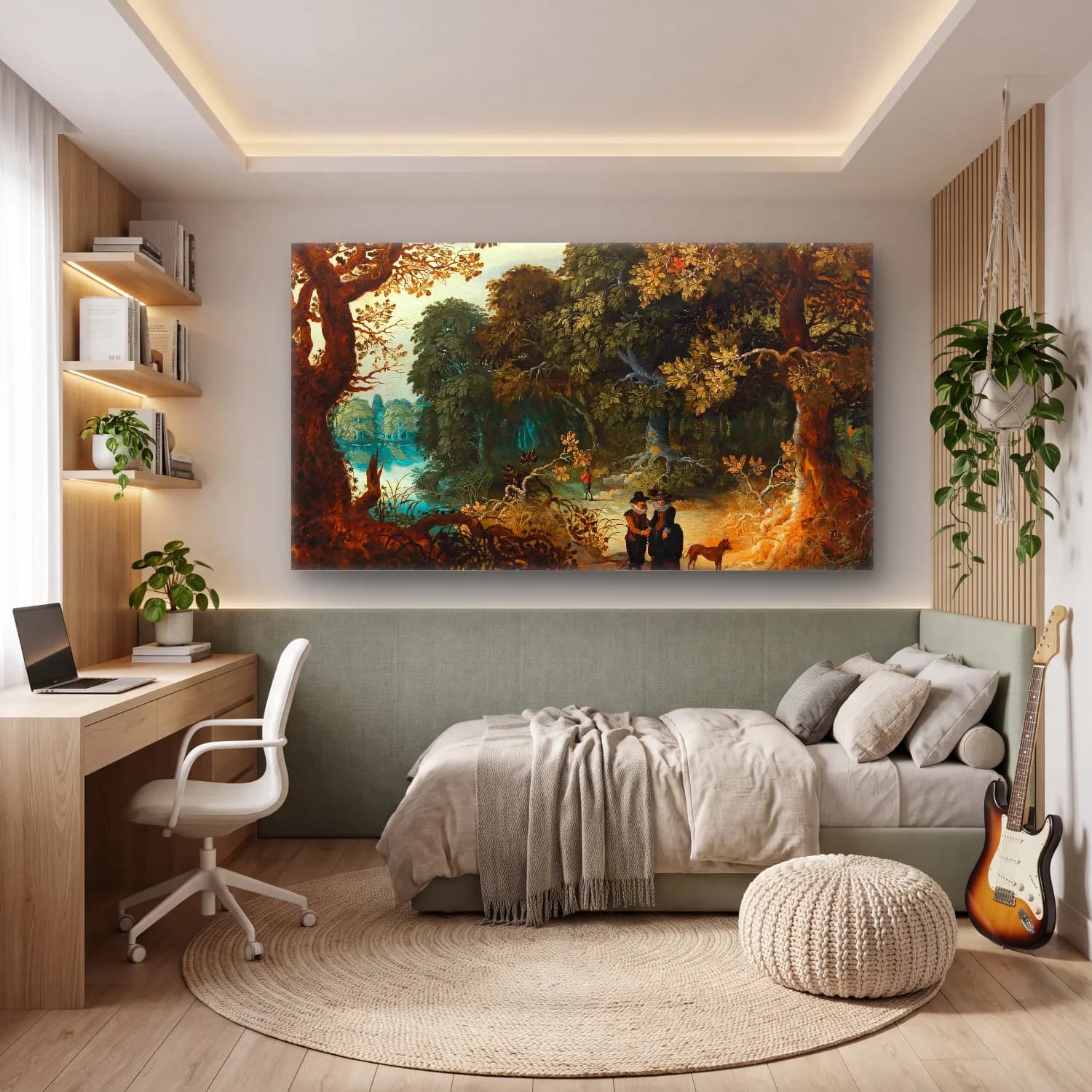 Sebastian Vrancx – A wooded landscape with an amorous couple cam tablo — genç odasında