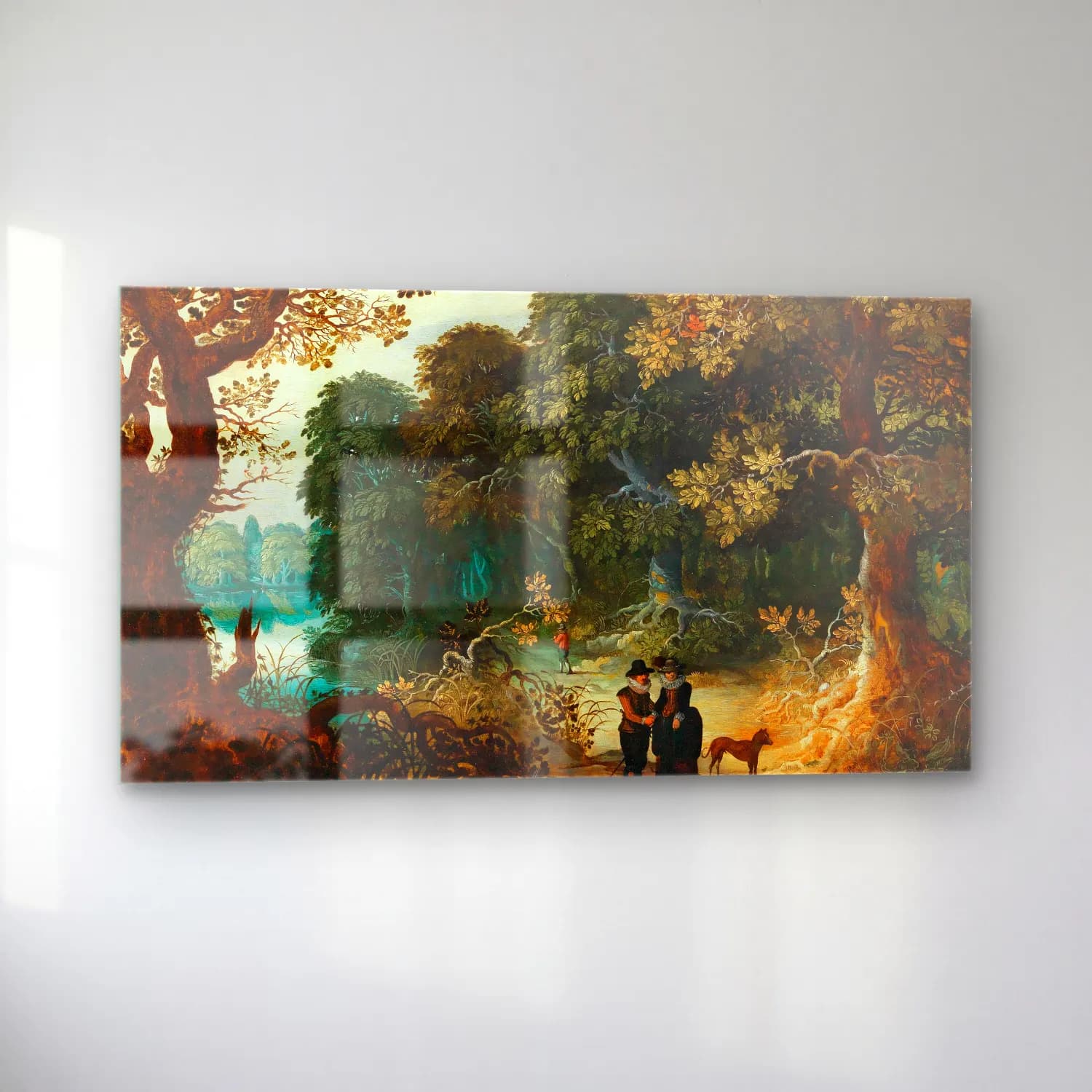 Sebastian Vrancx – A wooded landscape with an amorous couple cam tablo — sol açıdan görünüm