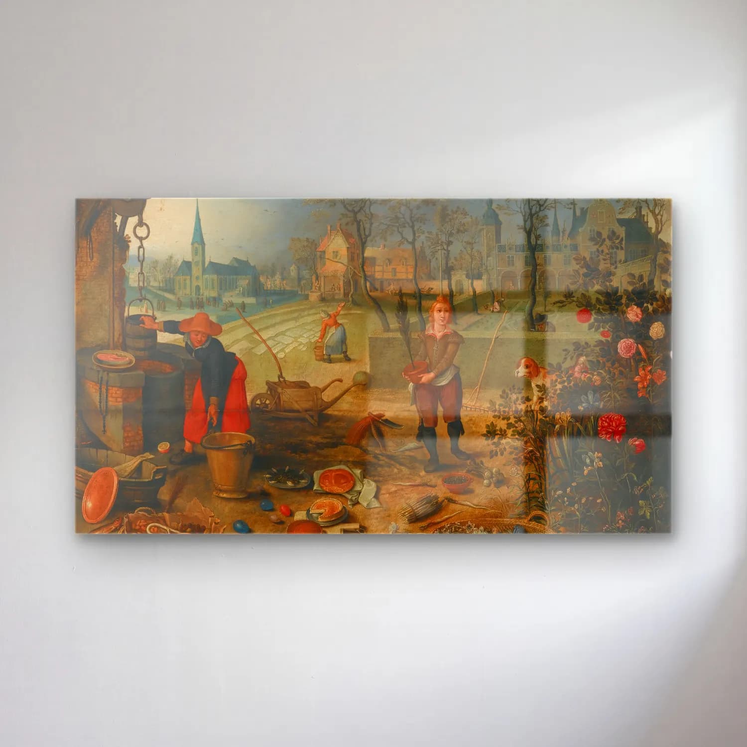 Sebastian Vrancx – An Allegory Of Spring cam tablo — Sebastian Vrancx – An Allegory Of Spring — yağlı boya çiçek pazarı