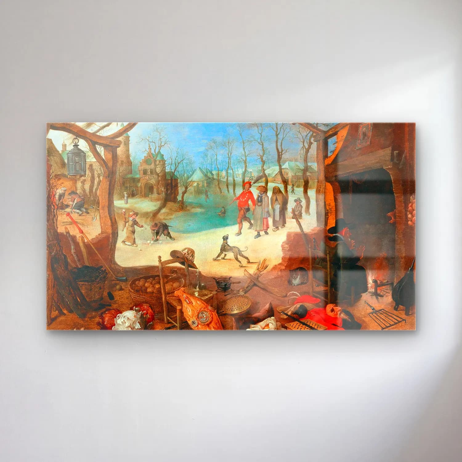 Sebastian Vrancx – An Allegory of Winter cam tablo — Sebastian Vrancx – An Allegory of Winter — yağlı boya karlı kış manzarası