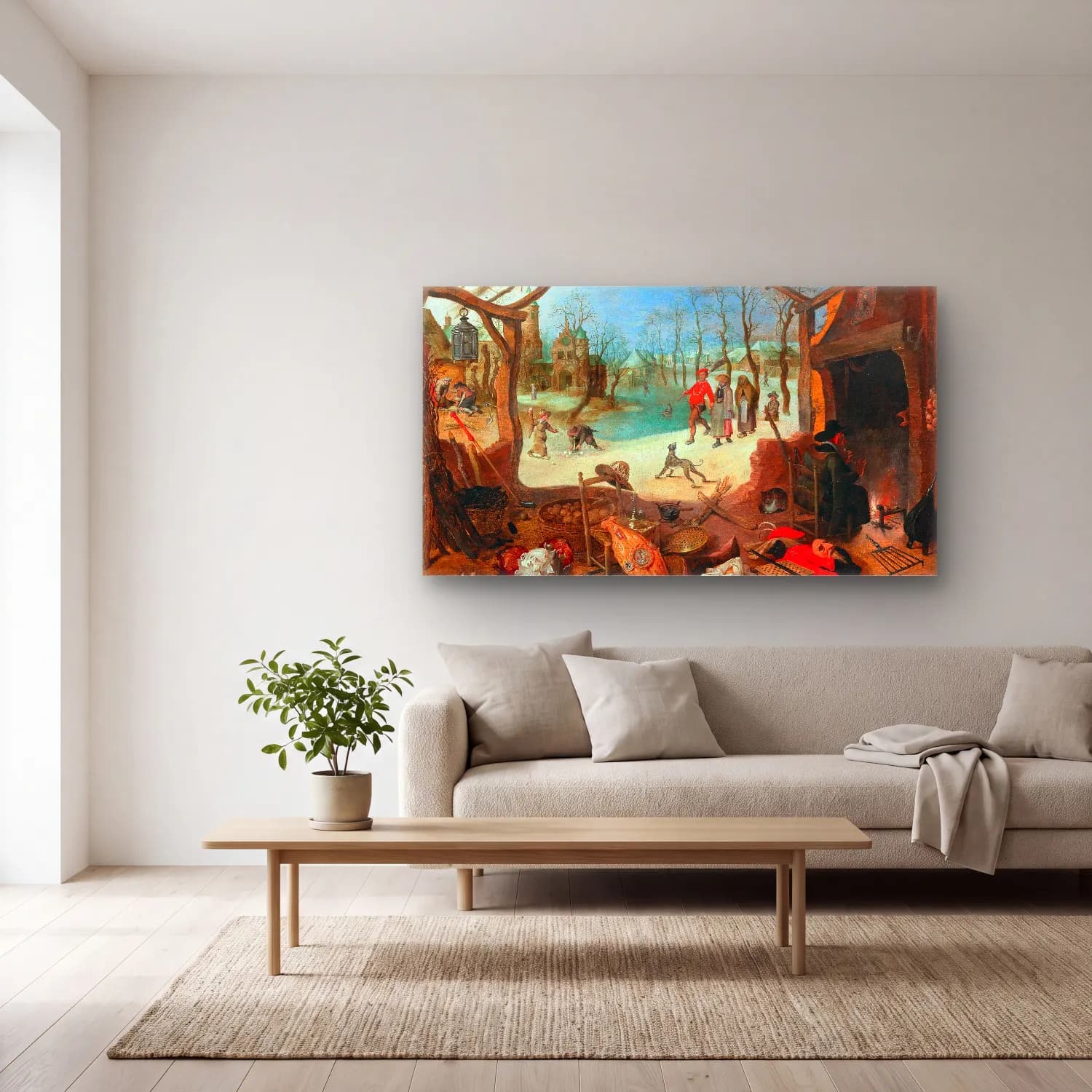 Sebastian Vrancx – An Allegory of Winter cam tablo — açık renk salonda