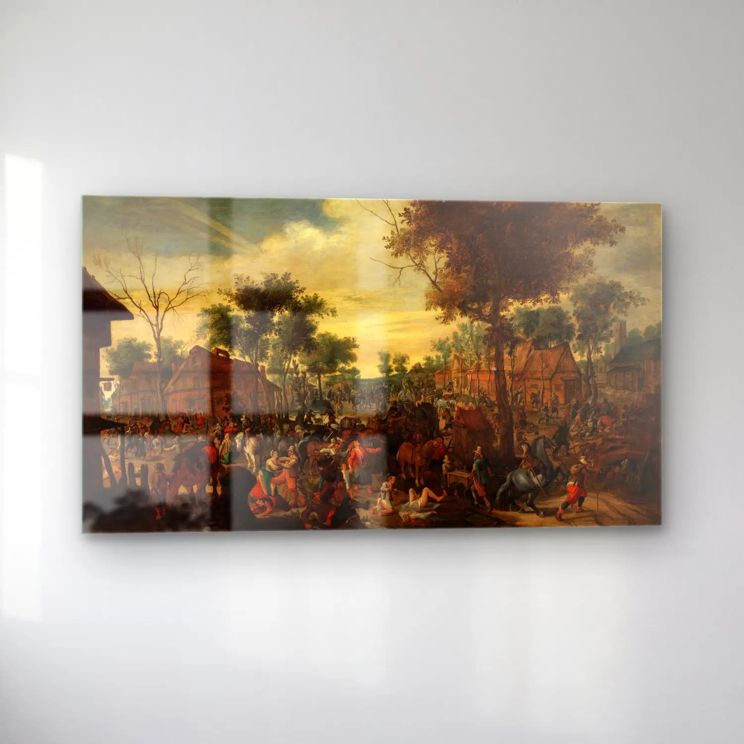 Sebastian Vrancx – Plundering of a Hamlet cam tablo — sol açıdan görünüm