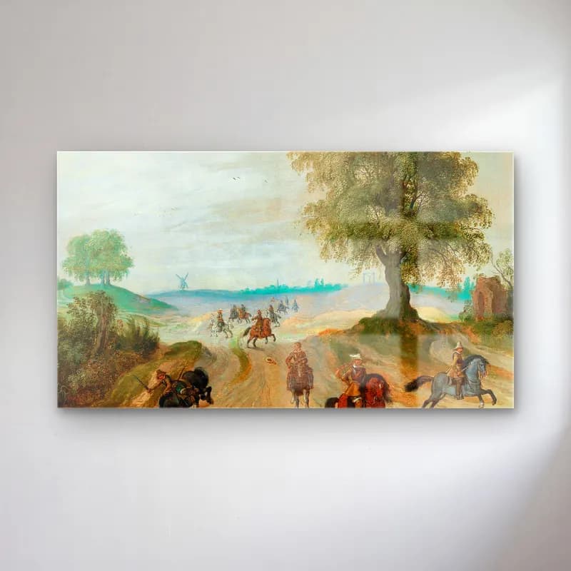 Sebastian Vrancx – Soldiers on horseback in a landscape cam tablo — Sebastian Vrancx – Soldiers on horseback in a landscape — yağlı boya savaş sahnesi