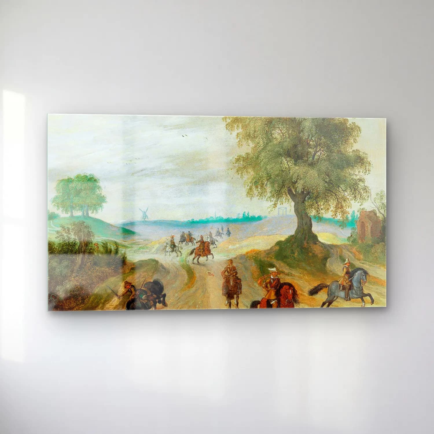 Sebastian Vrancx – Soldiers on horseback in a landscape cam tablo — sol açıdan görünüm