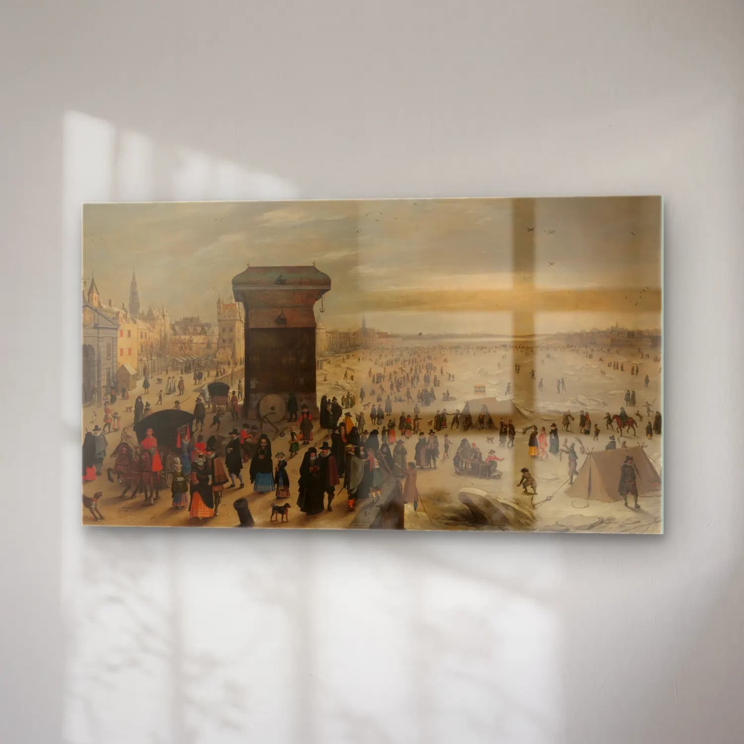 Sebastian Vrancx – The Crane on the Antwerp Quay by the Frozen Scheldt cam tablo — sağ açıdan görünüm