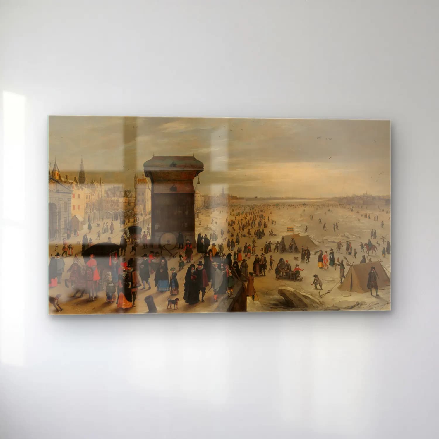 Sebastian Vrancx – The Crane on the Antwerp Quay by the Frozen Scheldt cam tablo — sol açıdan görünüm
