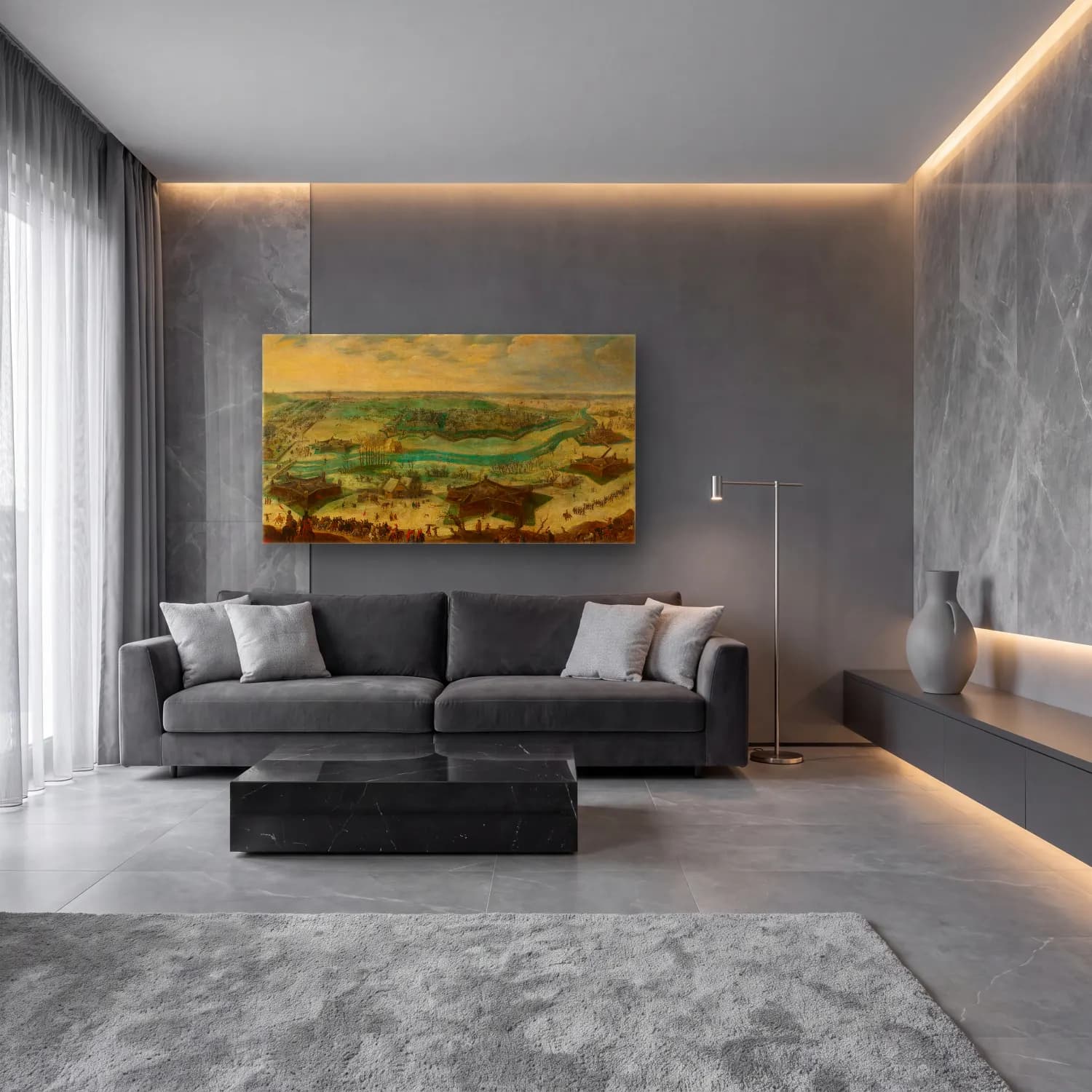 Sebastian Vrancx – The Siege of Jülich cam tablo — lüks salon duvarında