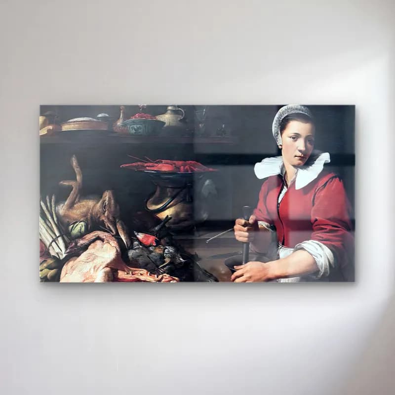 Frans Snyders – Cook with Food cam tablo — Frans Snyders – Cook with Food — yağlı boya erkek portresi