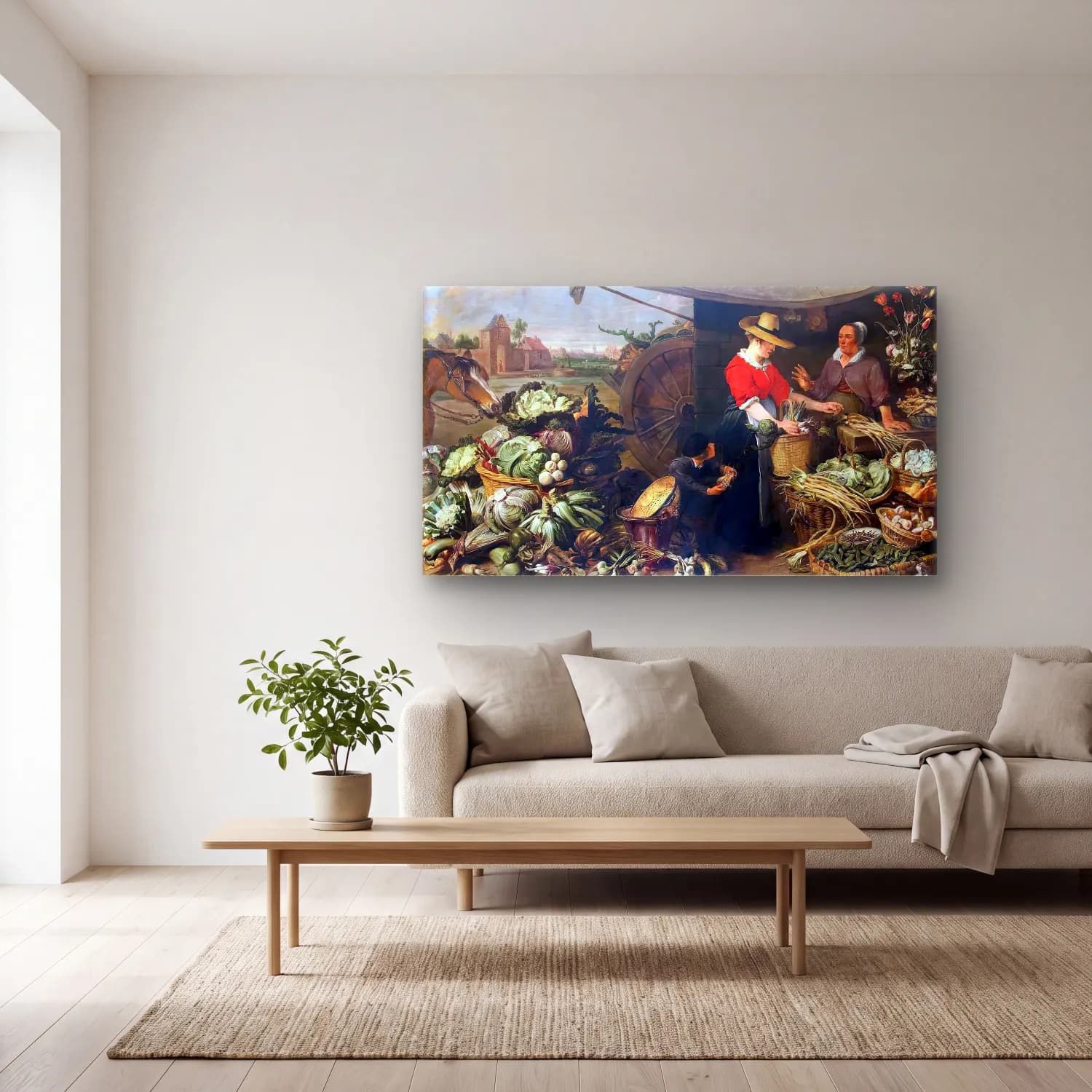 Frans Snyders – Fruit Stall cam tablo — açık renk salonda
