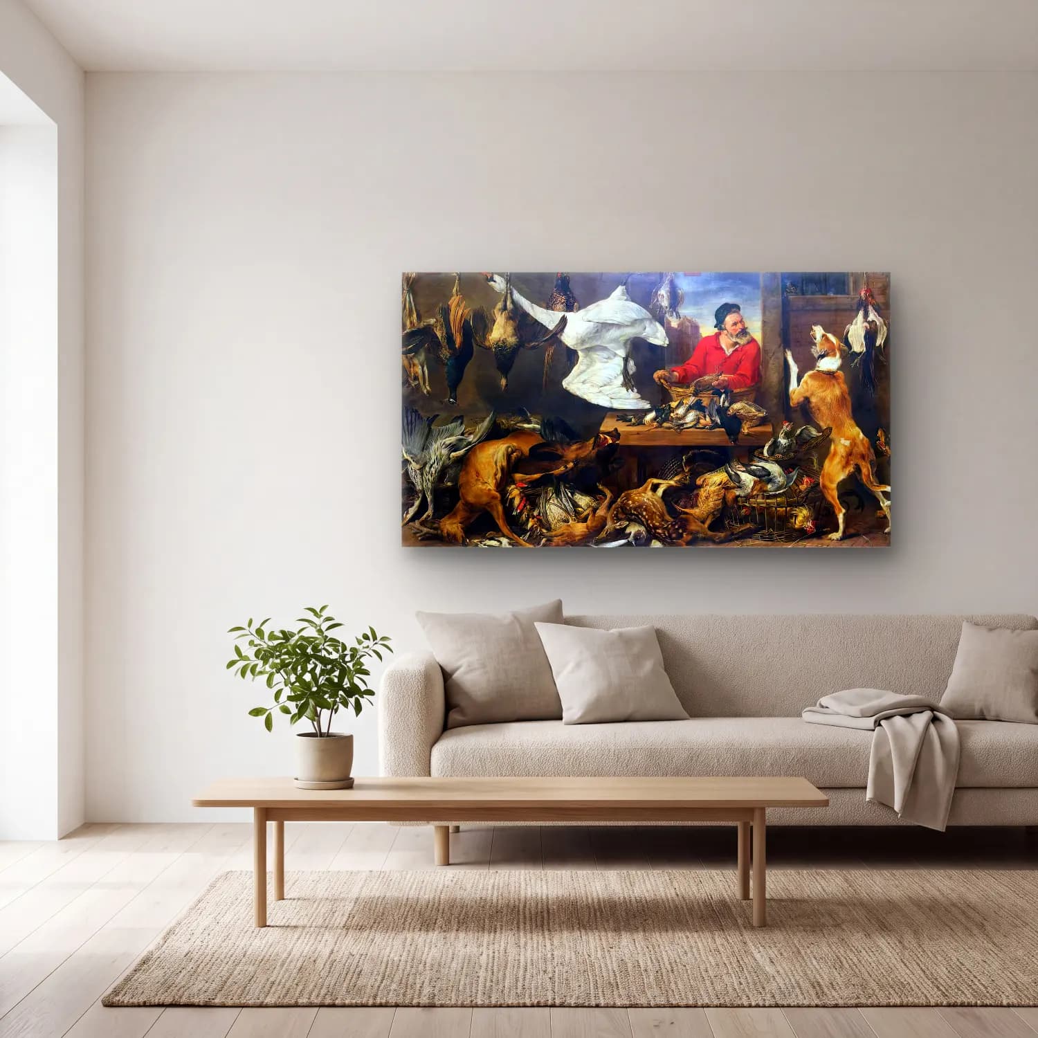 Frans Snyders – Game Stall cam tablo — açık renk salonda