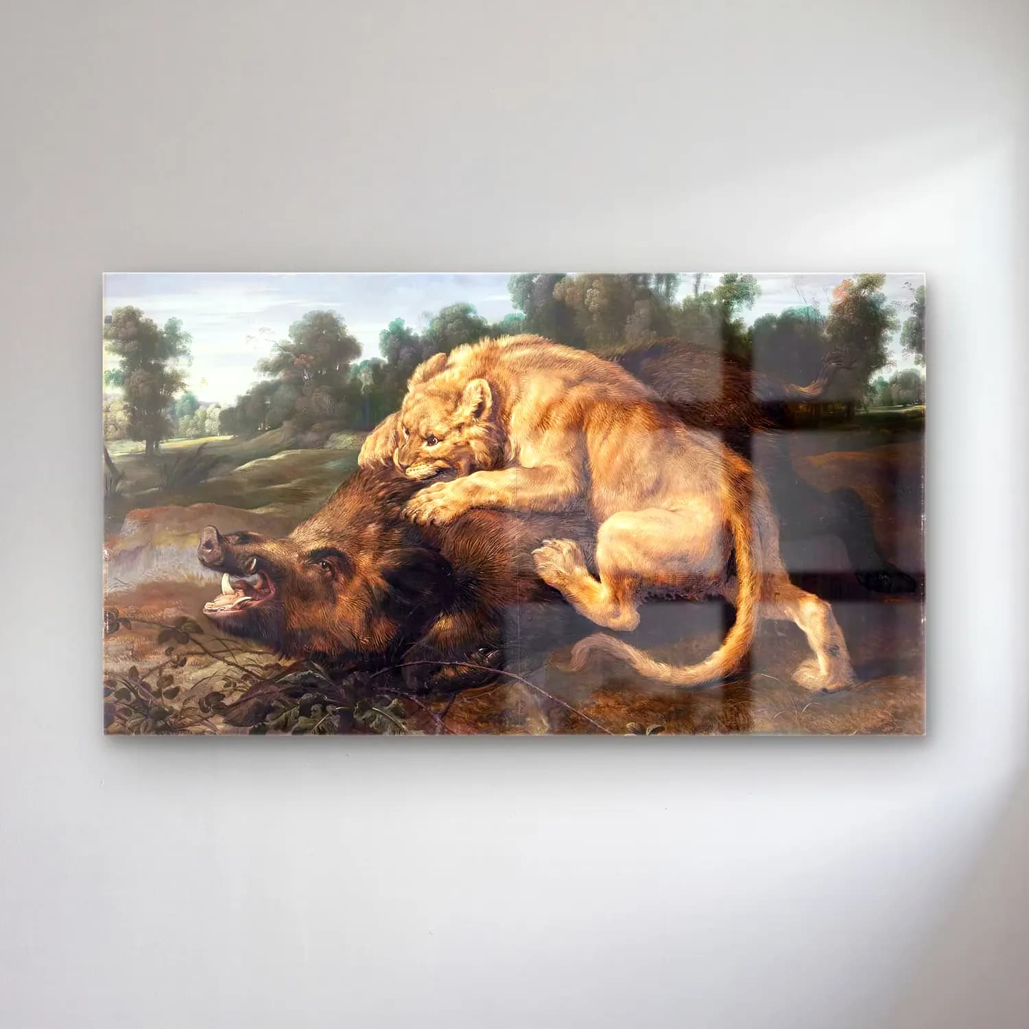 Frans Snyders – Lioness Attacking a Boar cam tablo — Frans Snyders – Lioness Attacking a Boar — yağlı boya aslan