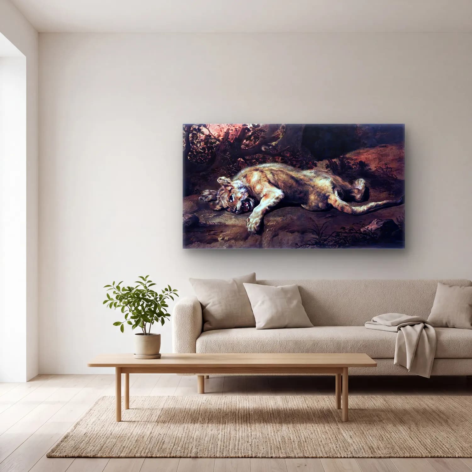 Frans Snyders – The Lioness cam tablo — açık renk salonda