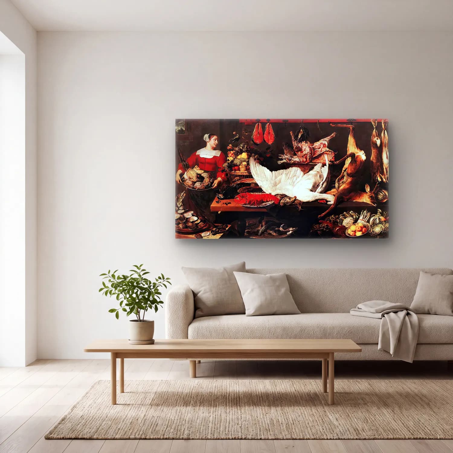 Frans Snyders – The Pantry cam tablo — açık renk salonda