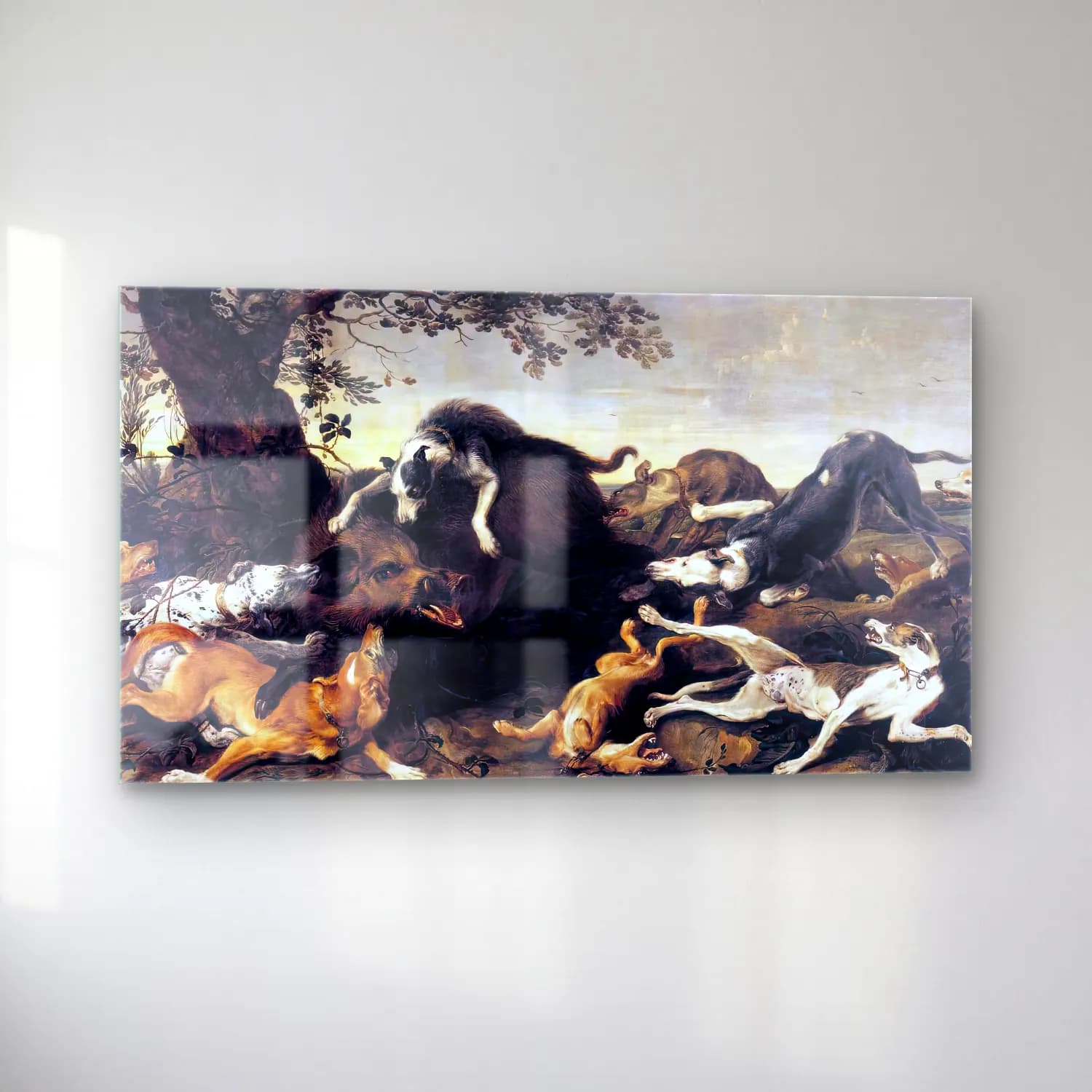 Frans Snyders – Wild Boar Hunt cam tablo — sol açıdan görünüm