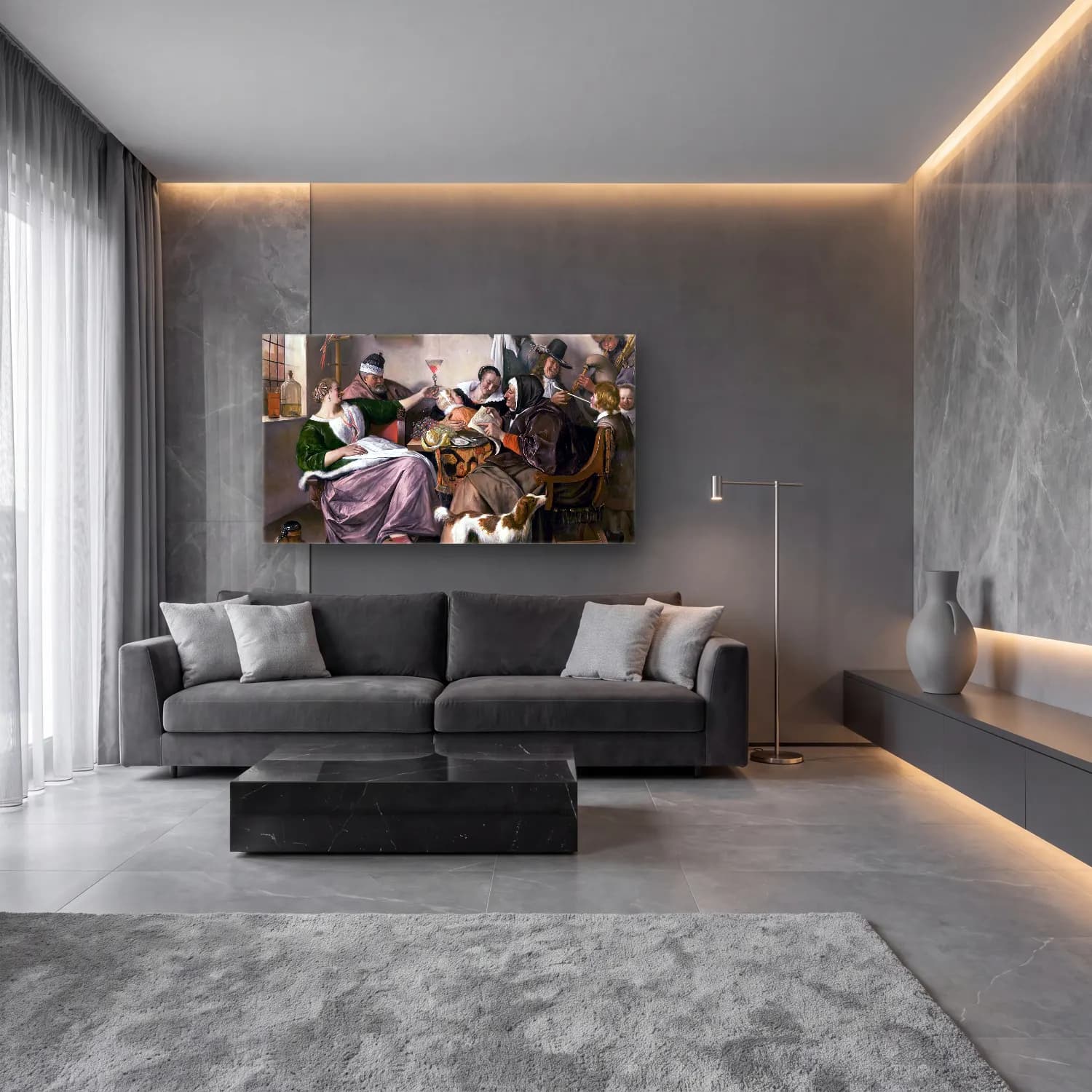 Jan Steen – As the Old Sing, So Pipe the Young cam tablo — lüks salon duvarında