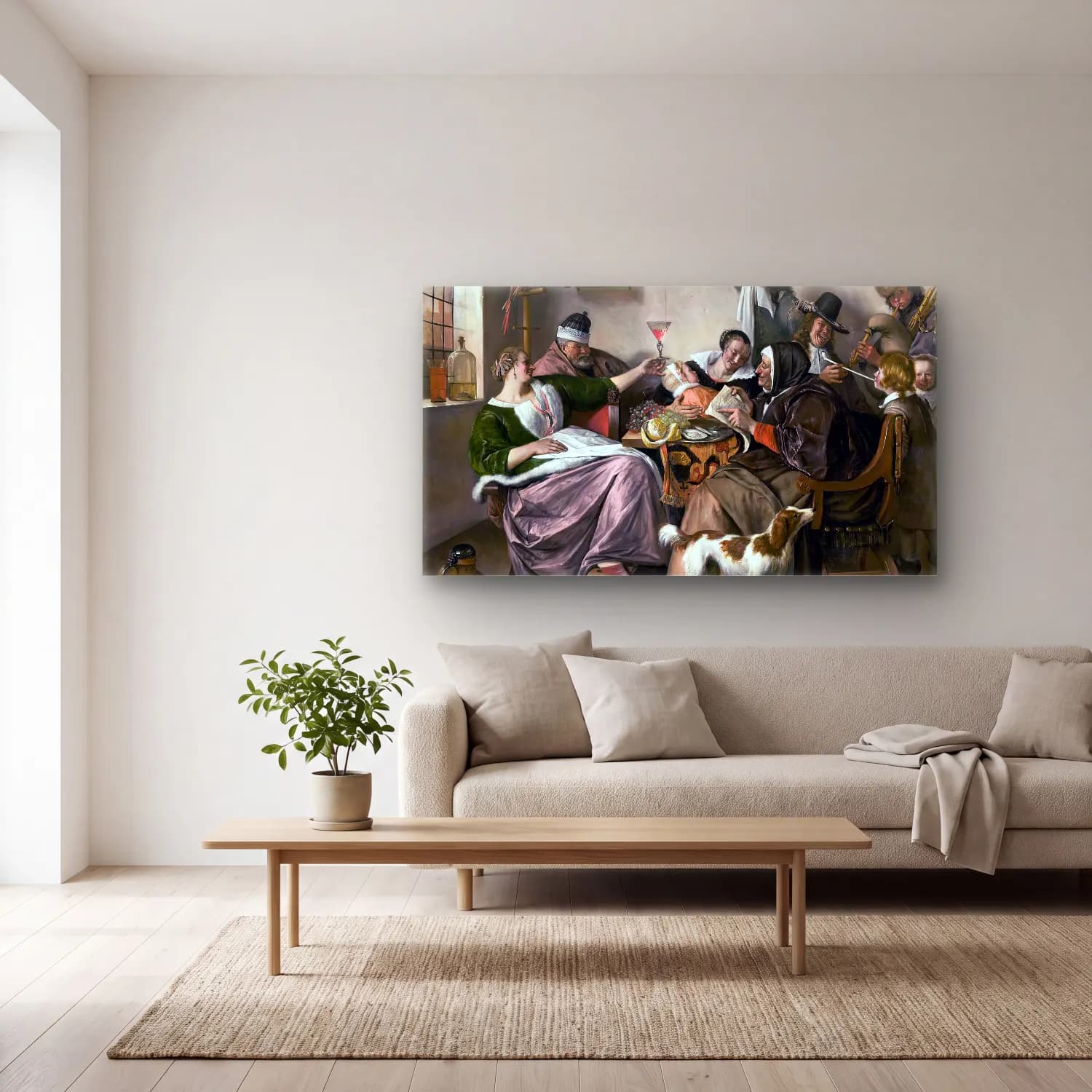 Jan Steen – As the Old Sing, So Pipe the Young cam tablo — açık renk salonda