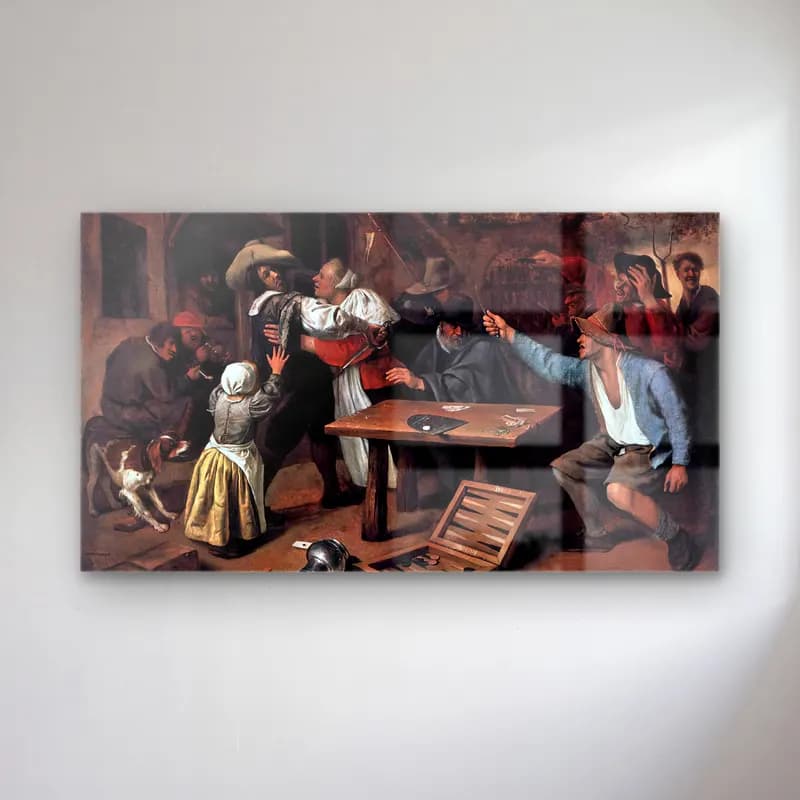 Jan Steen – Argument over a Card Game cam tablo — Jan Steen – Argument over a Card Game — yağlı boya savaş sahnesi