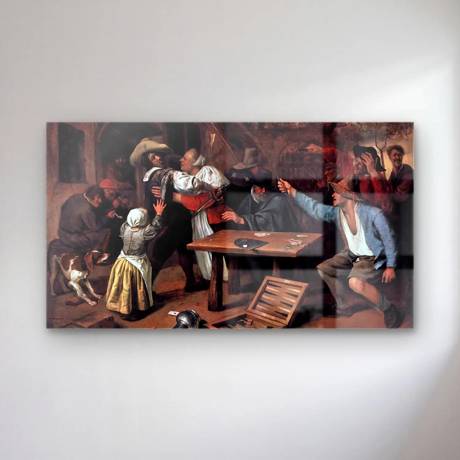 Jan Steen – Argument over a Card Game cam tablo — Jan Steen – Argument over a Card Game — yağlı boya savaş sahnesi