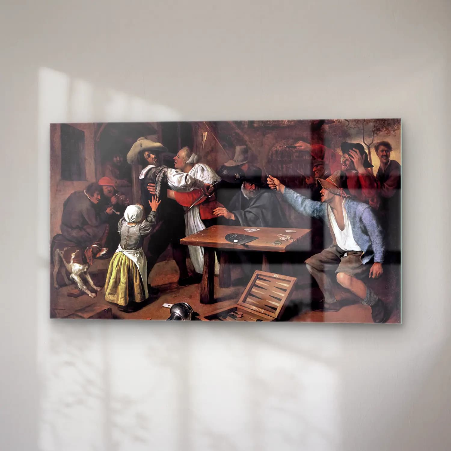 Jan Steen – Argument over a Card Game cam tablo — sağ açıdan görünüm