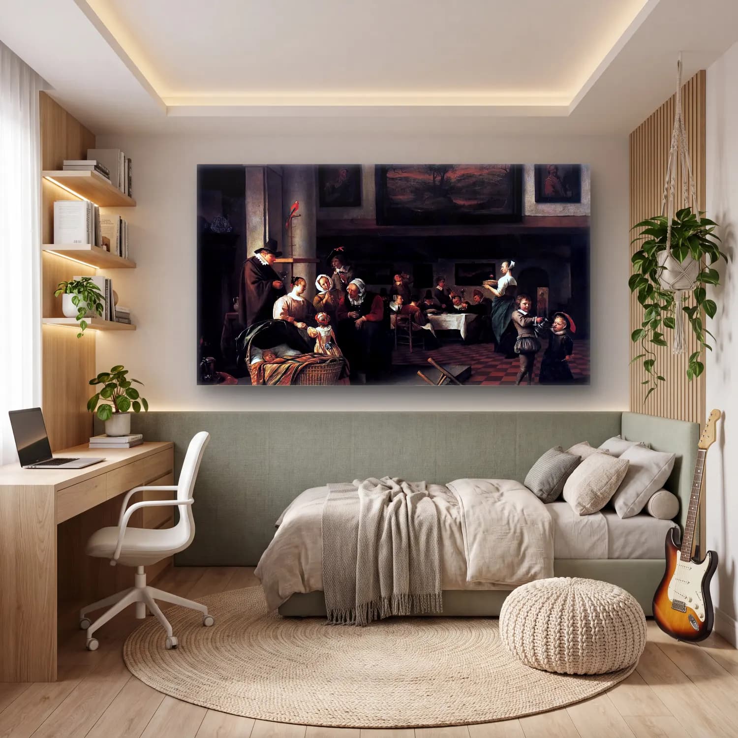Jan Steen – Baptism ( So de oude songen, so pypen de jongen ) cam tablo — genç odasında