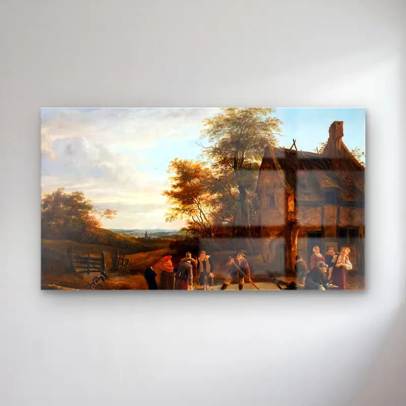 Jan Steen – Before an Inn cam tablo — Jan Steen – Before an Inn — yağlı boya köy sokağı