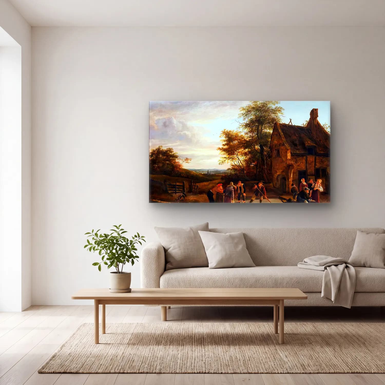 Jan Steen – Before an Inn cam tablo — açık renk salonda
