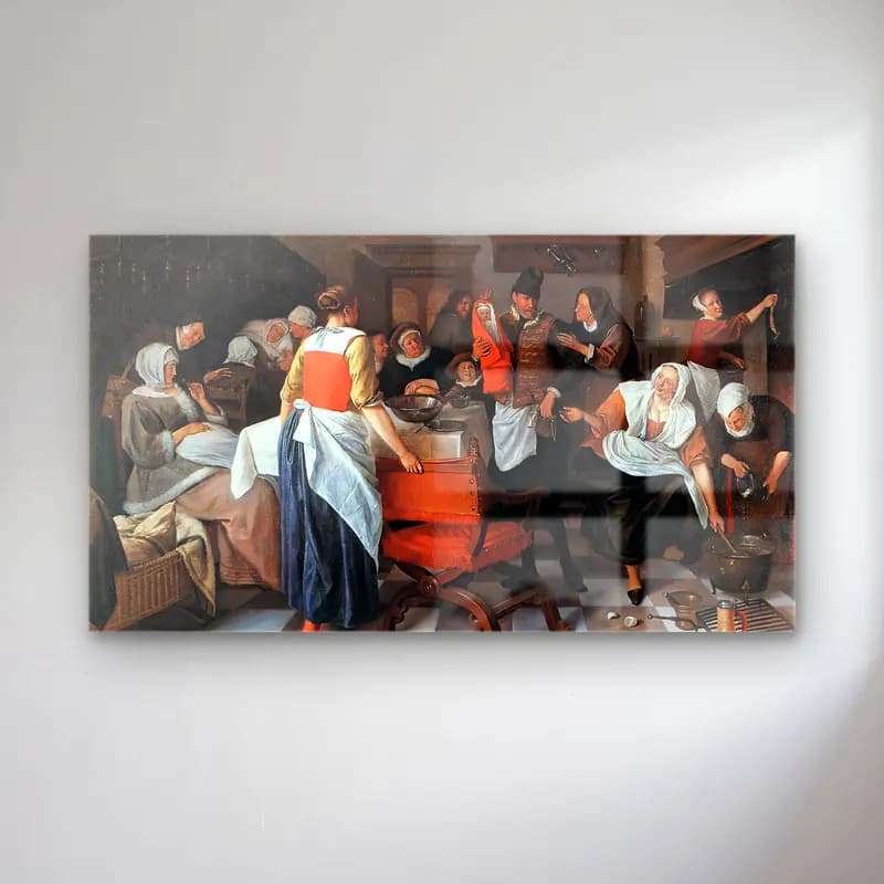 Jan Steen – Celebrating the Birth cam tablo — Jan Steen – Celebrating the Birth — yağlı boya savaş sahnesi