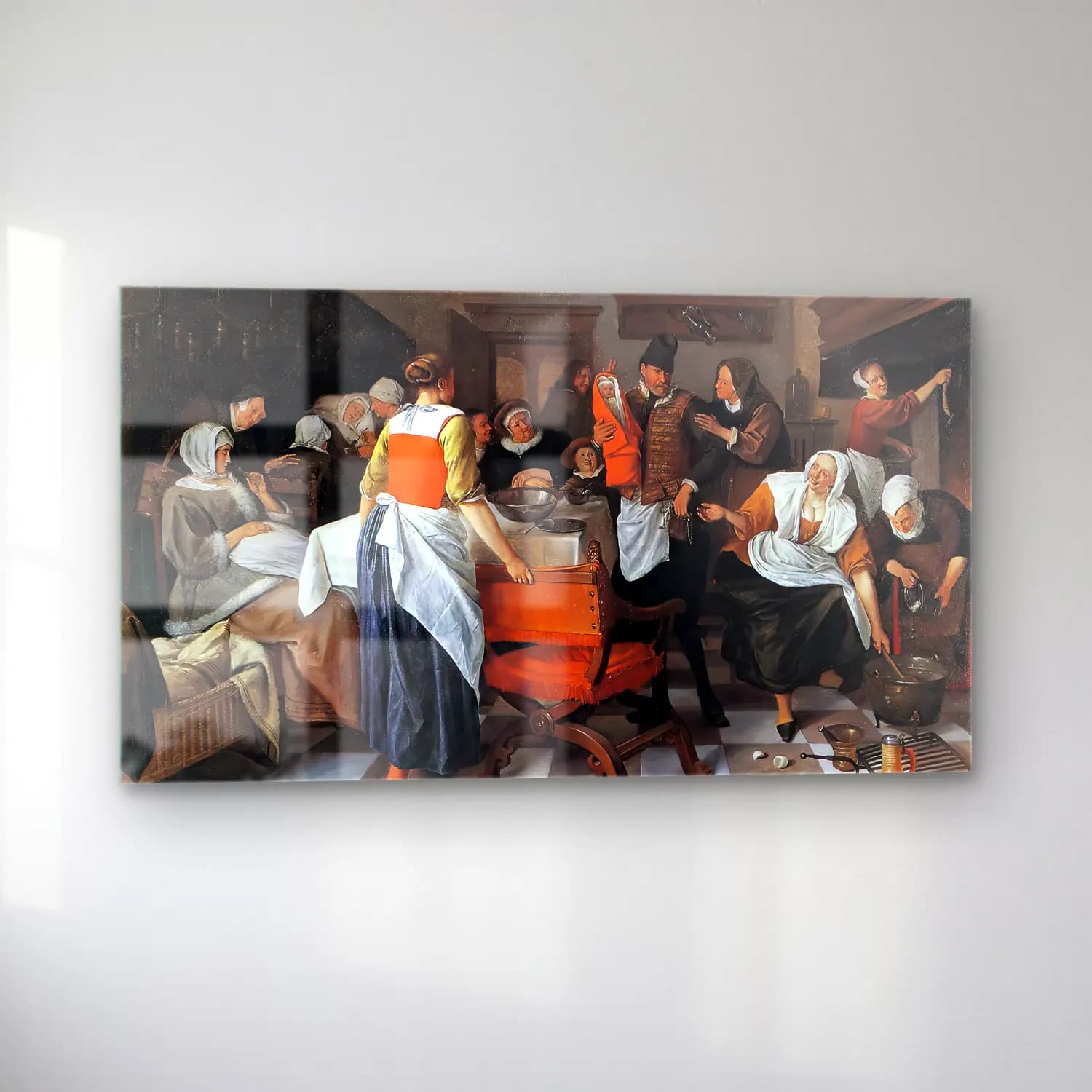 Jan Steen – Celebrating the Birth cam tablo — sol açıdan görünüm