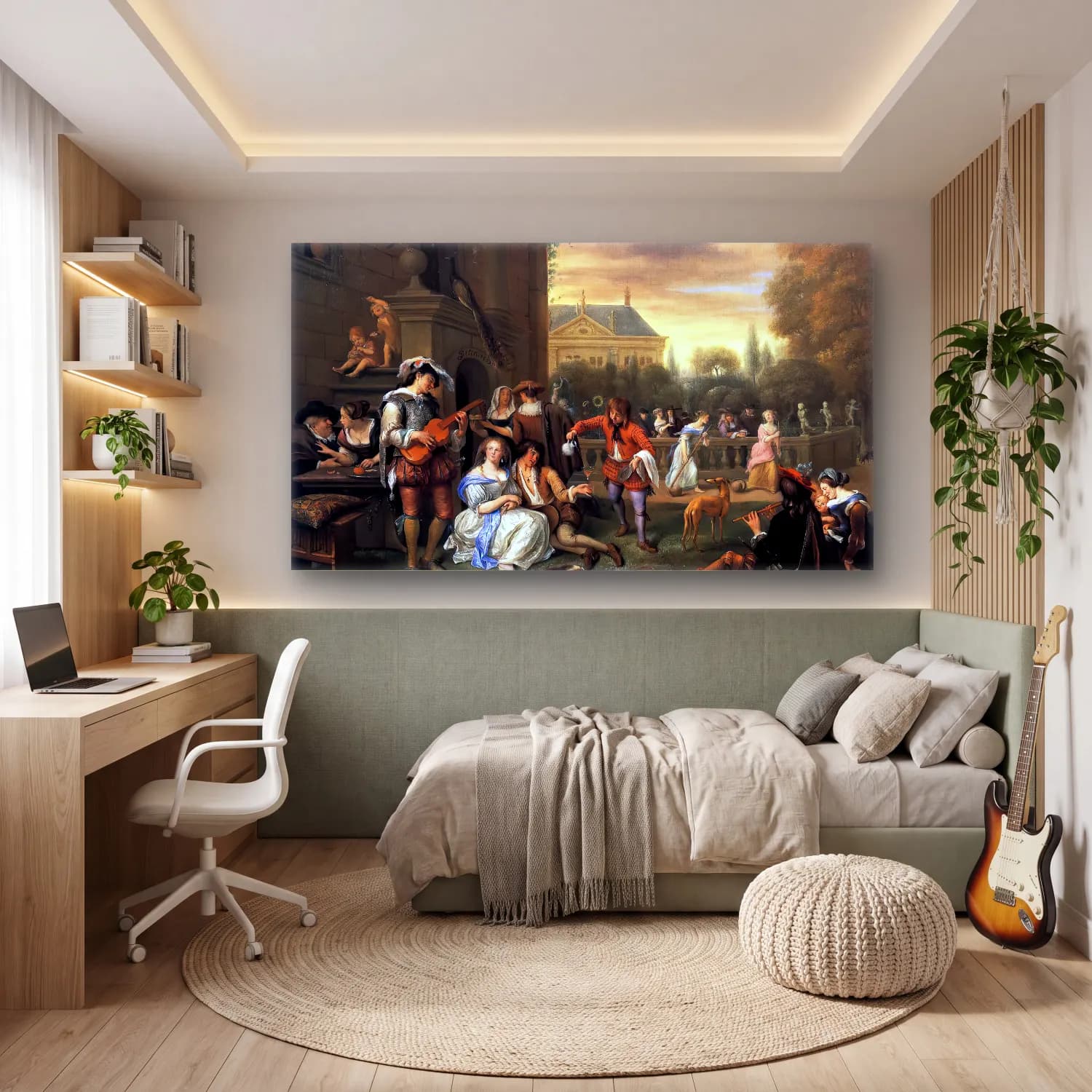 Jan Steen – Garden Party cam tablo — genç odasında