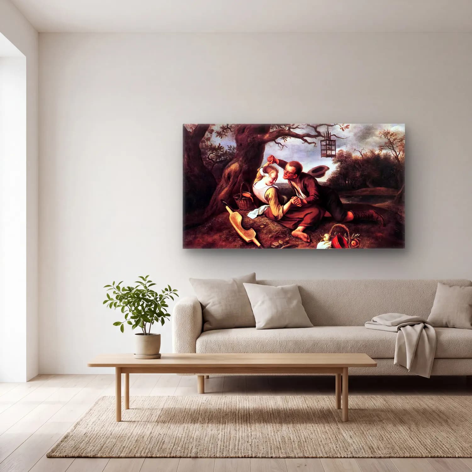 Jan Steen – Merry Couple cam tablo — açık renk salonda