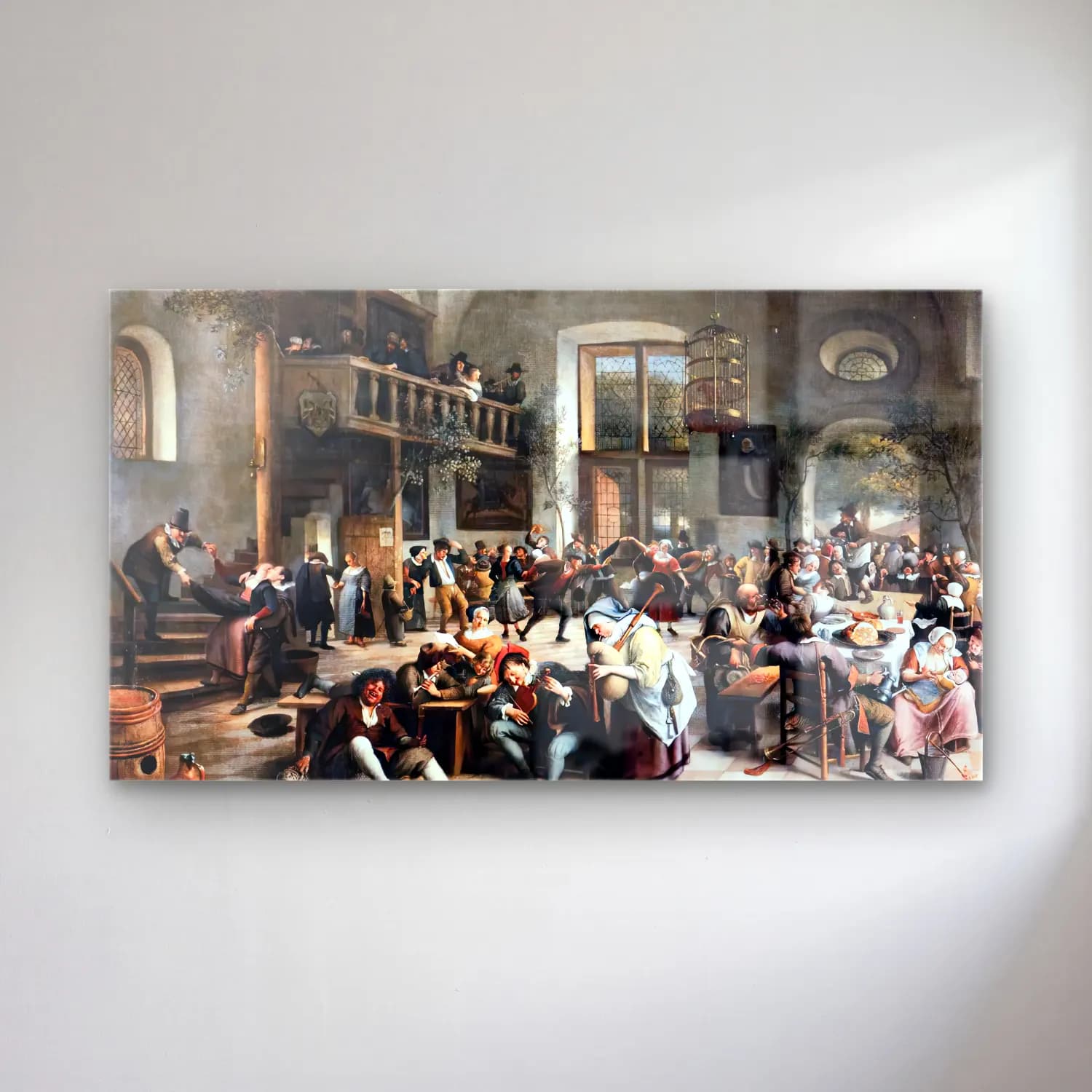 Jan Steen – Revelry at an Inn cam tablo — Jan Steen – Revelry at an Inn — yağlı boya savaş sahnesi