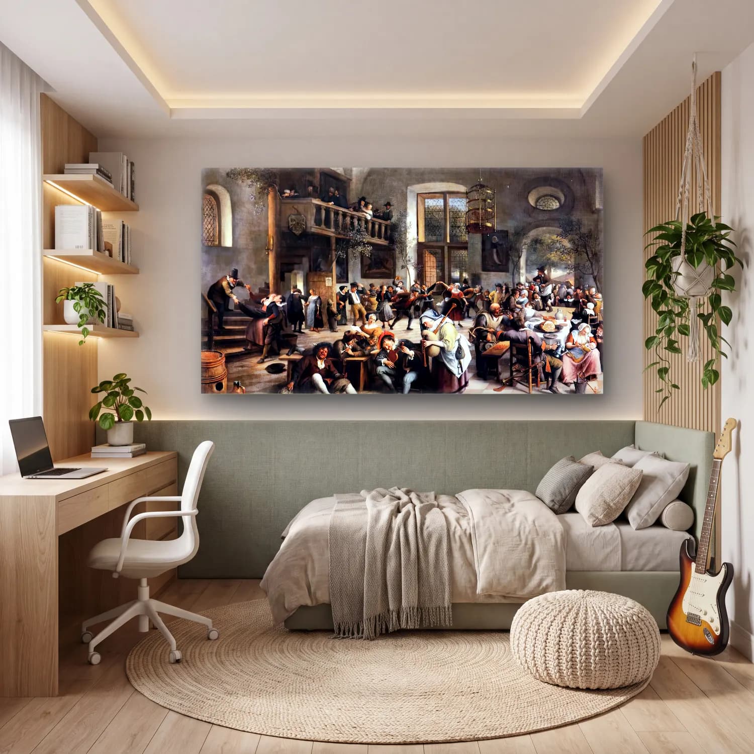 Jan Steen – Revelry at an Inn cam tablo — genç odasında