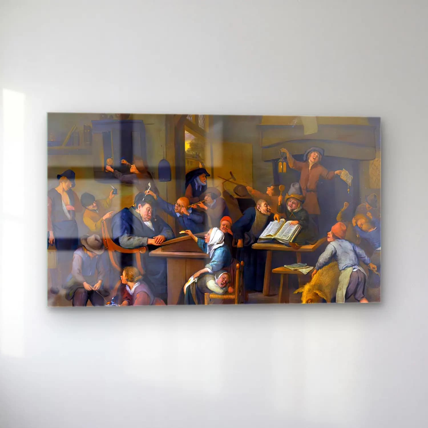 Jan Steen – Riotous Schoolroom with a Snoozing Schoolmaster cam tablo — sol açıdan görünüm