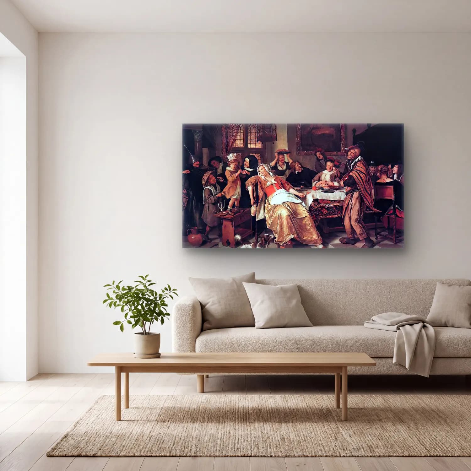 Jan Steen – The Bean Feast cam tablo — açık renk salonda