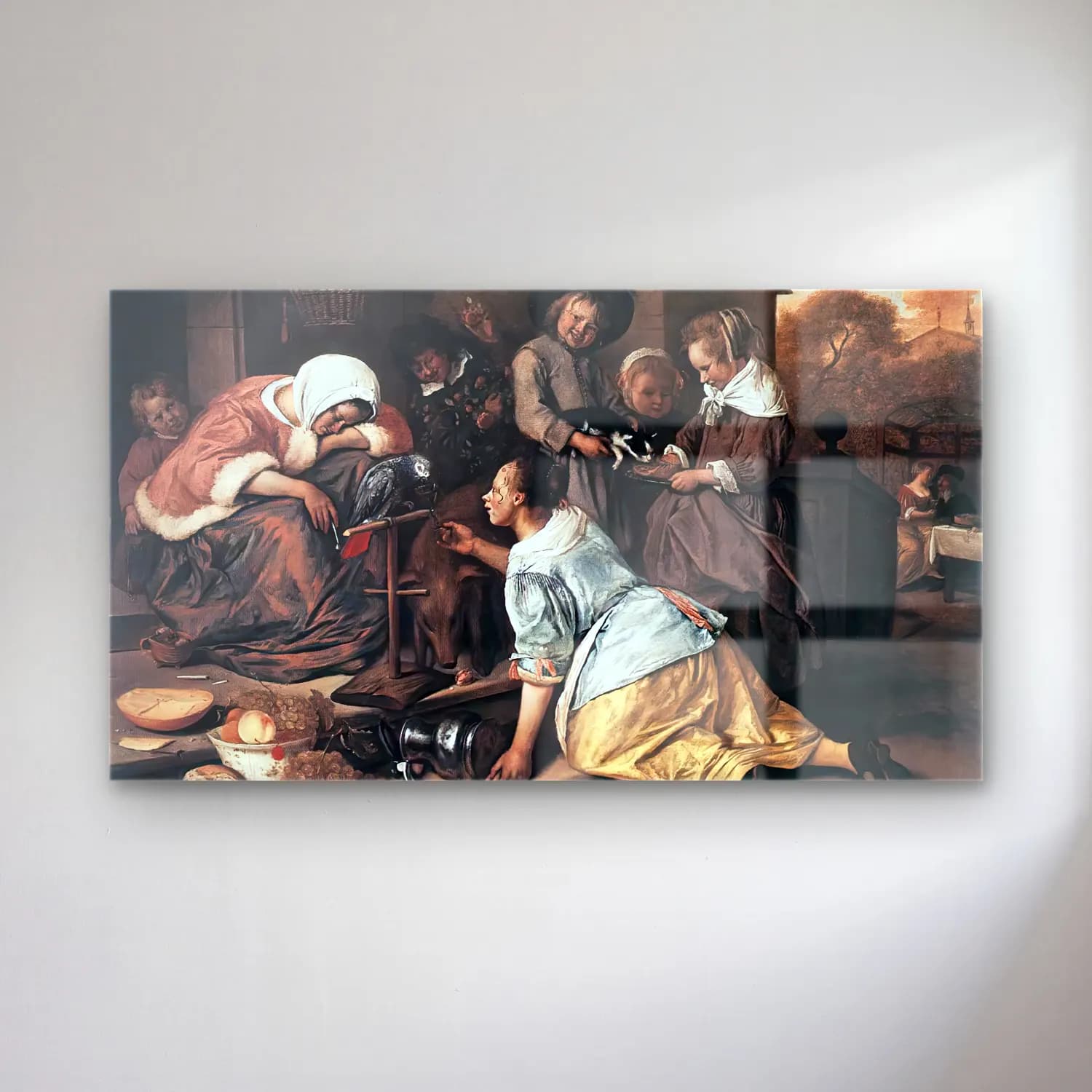 Jan Steen – The Effects of Intemperance cam tablo — Jan Steen – The Effects of Intemperance — yağlı boya dini sahne