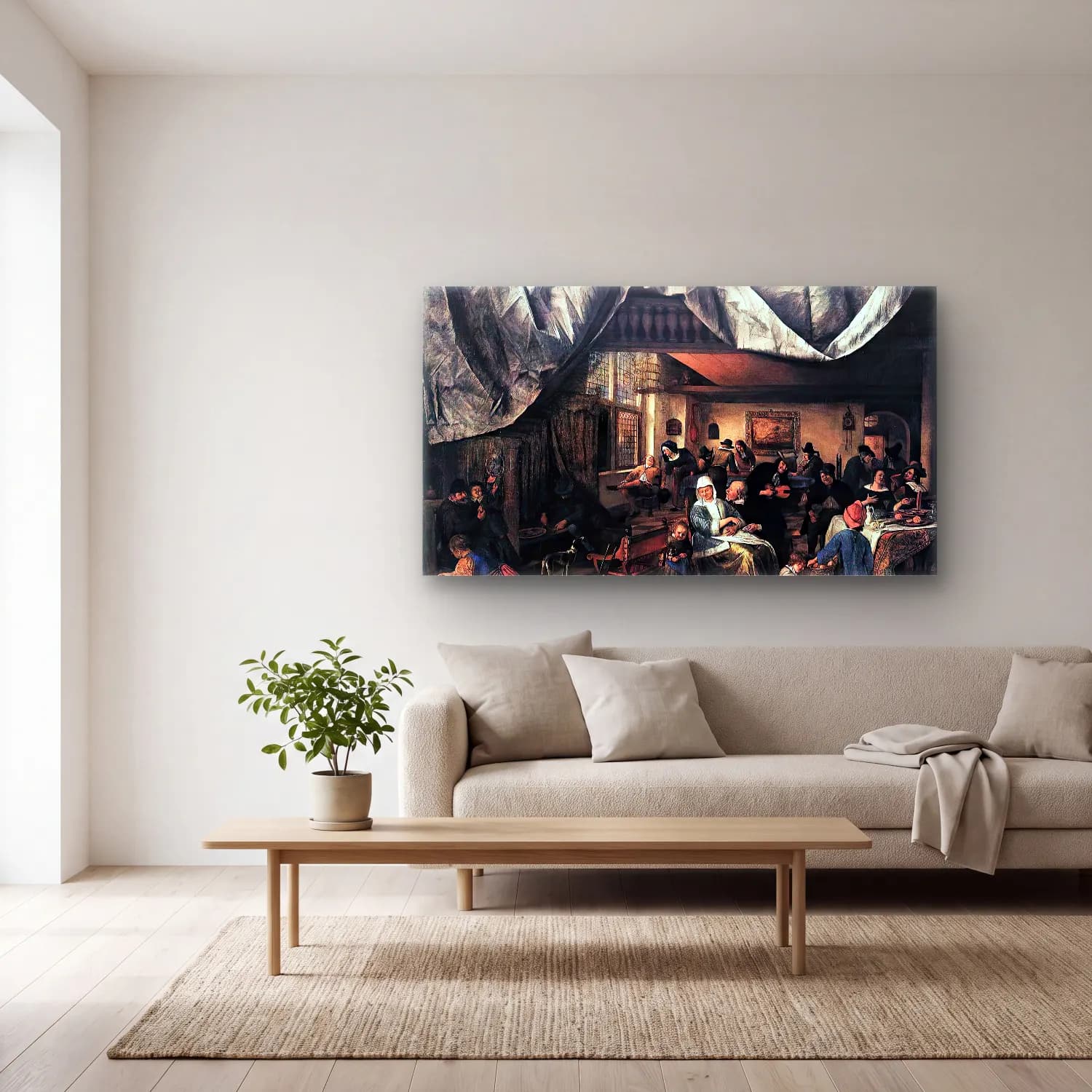 Jan Steen – The Life of Man cam tablo — açık renk salonda
