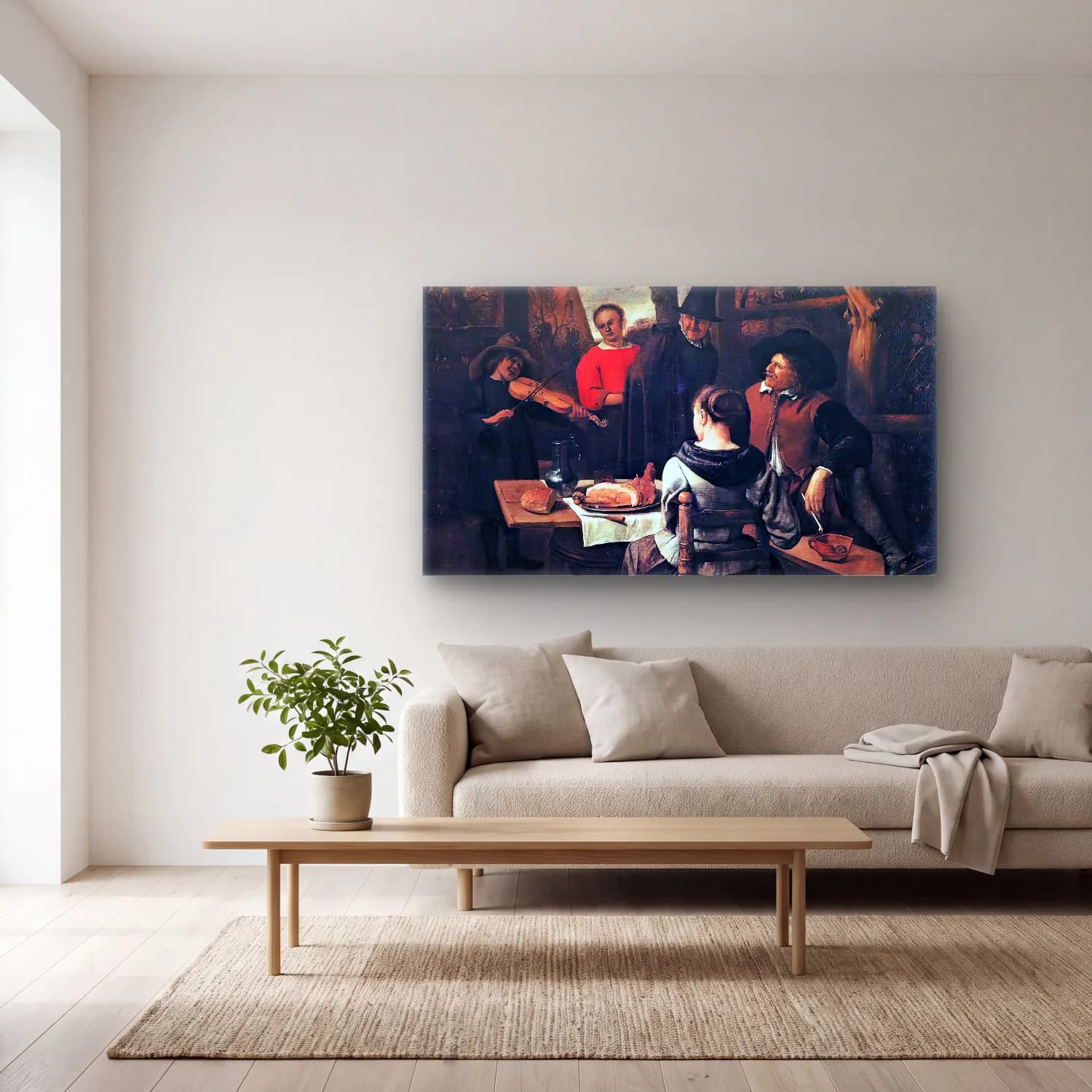 Jan Steen – The Meal cam tablo — açık renk salonda