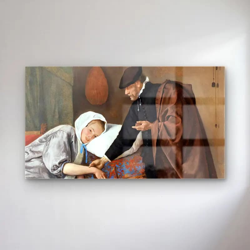 Jan Steen – The Sick Woman (detail) cam tablo — Jan Steen – The Sick Woman (detail) — yağlı boya erkek portresi