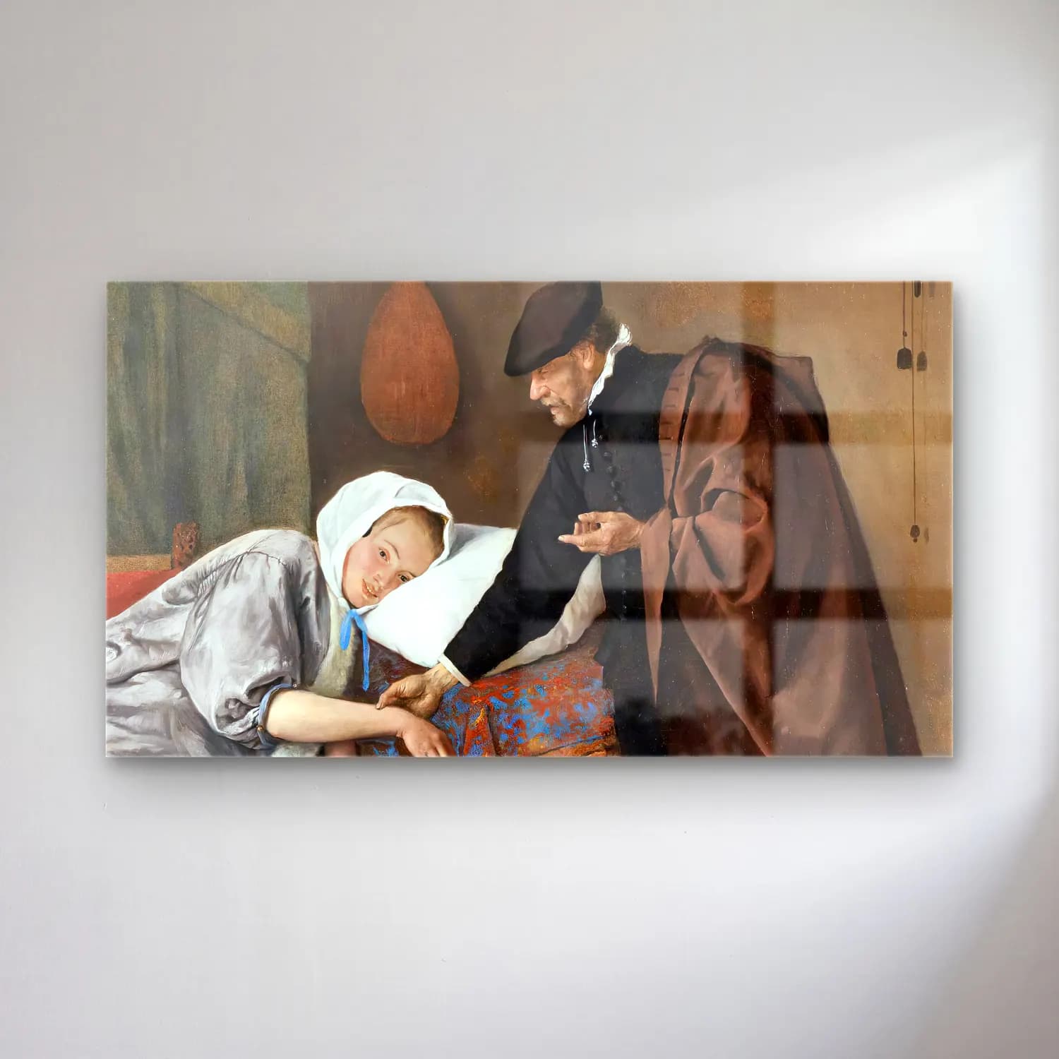 Jan Steen – The Sick Woman (detail) cam tablo — Jan Steen – The Sick Woman (detail) — yağlı boya erkek portresi
